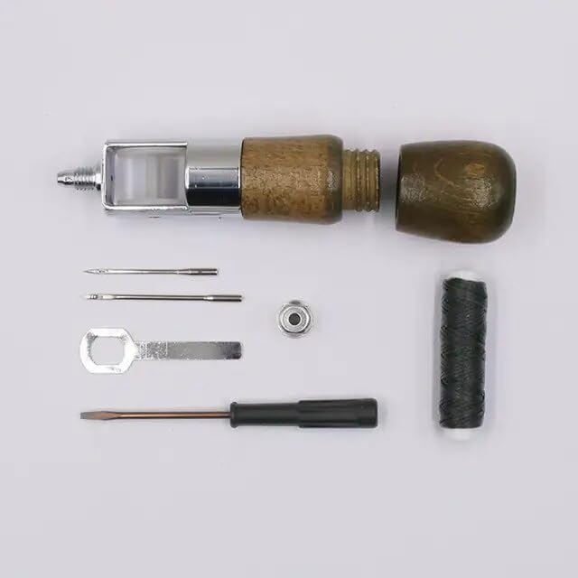 1 Piece Of Leather Awl Leather Sewing Tool Kit Needlework Shoe Repair Professional Replaceable Thread Diy Wooden Handle Handmade - (Color: B Type)