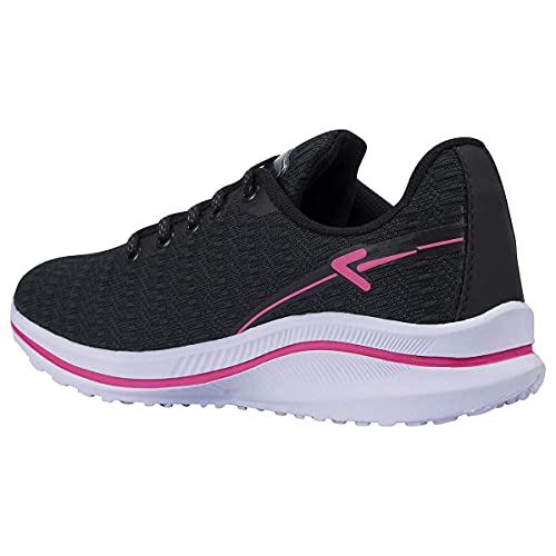 Tênis Feminino Casual Sapatênis Flat Eleganteria Tamanho:36;Cor:Preto Pink