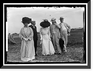 Historic Framed Print, WRIGHT FLIGHTS, FORT MYER, VA, JULY 1909. SPECTATORS: SEN. KEAN; SEN. LODGE; SEN. A.O. BACON, 17-7/8" x 21-7/8"