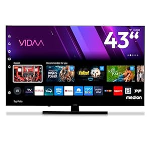 MEDION 108 cm (43 Zoll) QLED Fernseher (Smart-TV, Dolby Vision HDR, VIDAA Store, Prime Video, Disney+, DAZN, Paramount+, DTS X, Dolby Atmos, PVR, Bluetooth, MD 843600)
