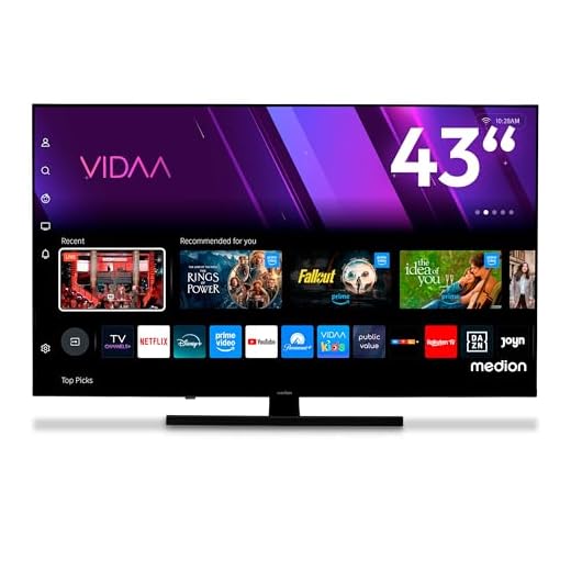 MEDION 108 cm (43 Zoll) QLED Fernseher (Smart-TV, Dolby Vision HDR, VIDAA Store, Prime Video, Disney+, DAZN, Paramount+, DTS X, Dolby Atmos, PVR, Bluetooth, MD 843600)