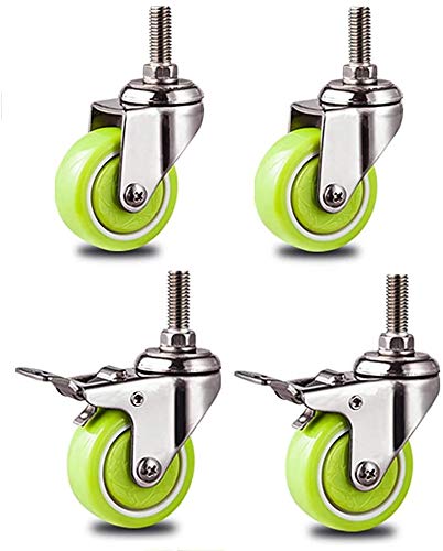 Ruedas de Oficina Giratorias vástago de la ruedecilla Muebles Ruedas, Ruedas for Silla de Oficina con los Frenos, girada 360 °, Loading120kg Ruedas (Color : Swivel+Brake, Size : 2in) Cover