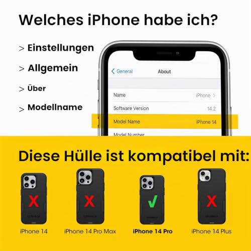 OtterBox Schutzhülle für iPhone 14 Pro (nur Pendler-Serie), schwarz, schlank und robust, taschenfreundlich, mit Portschutz – Ansicht 2