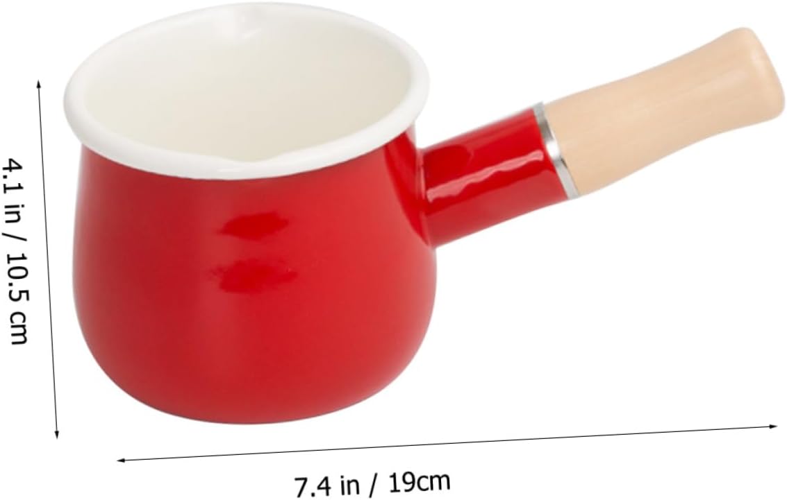 Enamel Milk Pot Warmer Milk Heater for Soup Noodles Non-stick Pan Lid Easy to Clean Store