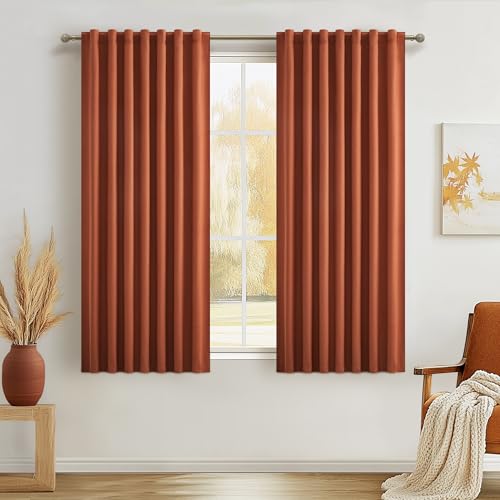 Fall Burnt Orange Kitchen Curtains 54 Inch Length 2 Panels