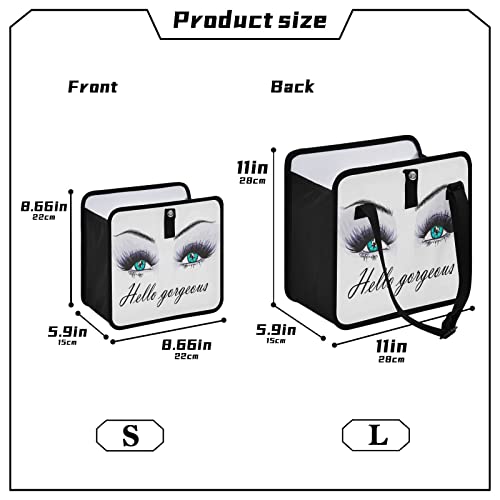 Image of Women Eyes Hello Gorgeous Eyelash Purple Makeup Car Trash Can, Foldable Hanging Car Trash Bag, Small Waterproof Car Accessories Garbage Bin