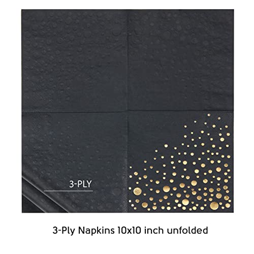 Stylish 5X5 Inch Gold Napkins -100 Pack Of White And Gold Cocktail Napkins - Add Sparkle To Your Event With Party Napkins - 3 Ply Gold Paper Napkins - Disposable Wedding Napkins Or Dessert Napkins #TOP5