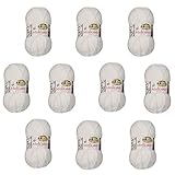  Melissa Hilo Acrílico Ovillo de Lana (115m 100g *10) Premium para DIY Tejer y Ganchillo, Certificado OEKO-TEX Standard 100, Agujas Talla 5(1/2)-6(1/2), Blanco 10, Gruesa, Enviado desde Europa
