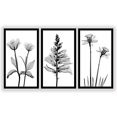 Kit 3 Quadros Decorativos Grandes com MOLDURA Flores Minimalista ...