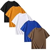 [NCFBAG] インナーシャツ ５枚組 肌着 メンズ tシャツ 綿100% 無地 スポーツ シャツ 下着 ゆったり 防菌防臭 吸汗速乾 快適 柔らかい 男女兼用 春夏秋冬 (3XL, ミックスカラー（ブラック+ホワイト+コーヒー色+ダークブルー+イエロー）)