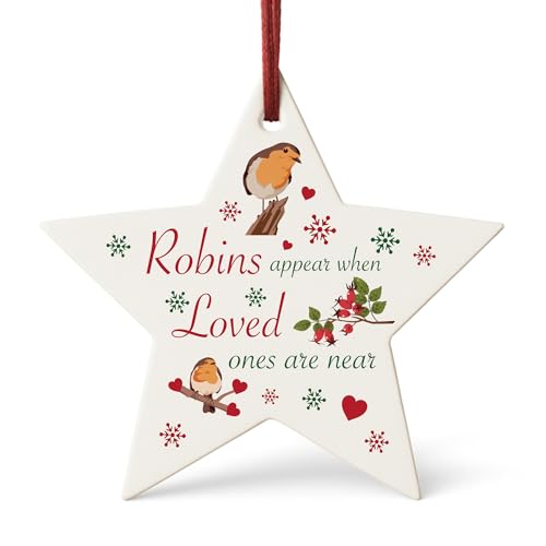 Red Ocean Memorial Star For Mum Dad Nan Grandad Robin Remembrance For Christmas Tree Decoration Robins Appear When Loved Ones Are Near Keepsake