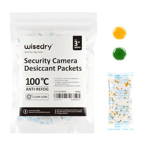 wisedry - Paquete de 5 gramos [20 paquetes] Desecante de cámara premium con abalorio indicadoras de color, deshumidificadores de alta absorción de humedad del 70%, amortiguadores de humedad para