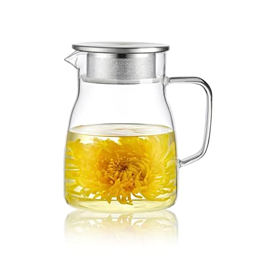 CNGLASS One-Touch Glass Teapot,27oz(800ml) Glass Tea Kettle with Stainless Steel Filter Lid,Stovetop Safe Tea Maker for Loose Leaf Tea