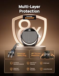 DREO Space Heaters for Indoor Use, 60° Adjustable Tilt, 11.5ft/s Electric Heater with Thermostat, 8 Safety Protections, 3 Heat & 3 Fan Levels, Remote, 34dB Quiet Desk Heater for Room Bedroom Office