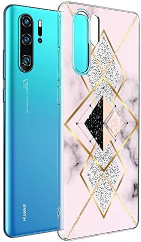 Eouine Huawei P30 Pro Case, Phone Case Clear with Marble Pattern [Ultra Slim] Shockproof Soft Gel TPU Silicone Back Cover Bumper Skin for Huawei P30 Pro 6.47" Smartphone (Pink)