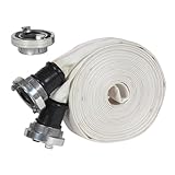 Original Einhell Druckschlauch 10 m mit Storz-Kupplung (Gewebeschlauch/Bauschlauch/Flachschlauch, inkl. 3x Schnellkupplung 1 1/2" IG auf Storz, Ø 38 mm, max. 10 bar)