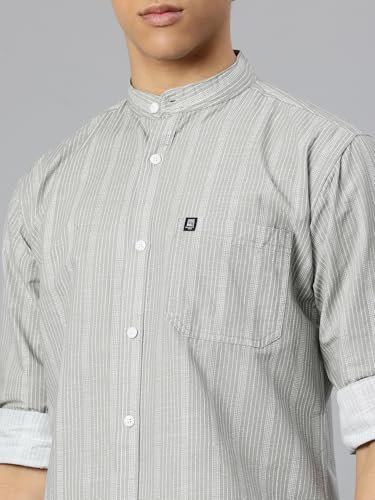 Image of Majestic Man Men's Pure Cotton Mandarin Collar Slim Fit Casual Shirt