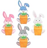 24 Stück Osterkarotten zum befüllen, kleine Geschenkboxen 5x5cm mini Karotten Kisten mit Osterhasen Design Alternative Osterkörbchen Ostern Deko Osternest zum Basteln für Kinder