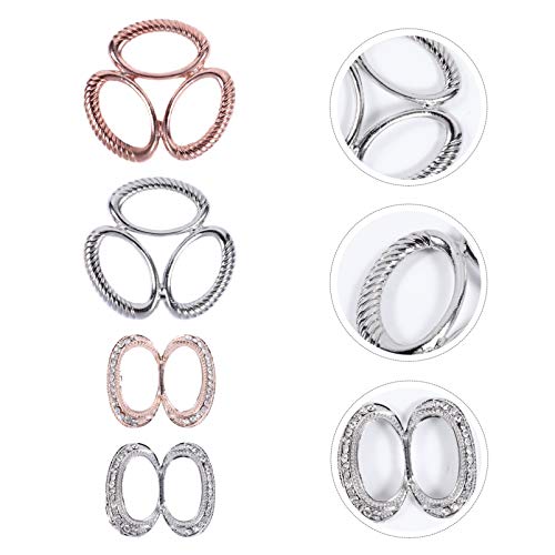 ABOOFAN 4Pcs Lenços Fivela de Três Anéis Lenço Anel Fivela Clipe Xale Suporte de Fivela Pino Broche