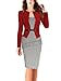 Babyonlinedress Women's elegant Vintage office Pencil Party Midi Dress (Red+Houndstoothl,S)