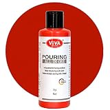 Viva Decor® Pouring All in One (rouge, 90 ml) Peintures acryliques prêtes à l'emploi, sans mélange nécessaire, pour toile, verre, bois et pierres, fabriqué en Allemagne