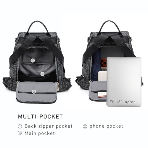 Image of Women Fashion Backpack Purse Multi Pockets Anti-Theft Rucksack Travel Shoulder Bag Handbag