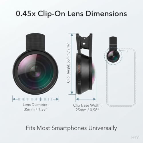 Image of Drumstone 0.45X Wide Angle Camera Lens for Smartphone, Clip-On Mobile Phone Lens with Macro Function, Portable Lens for Compatible Phone Cameras, Photography, Vlogging & Travel, 3-Year Warranty