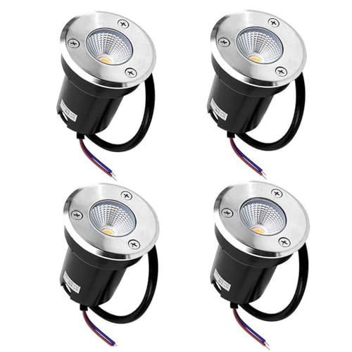 THEGA 4 Piezas Foco LED Empotrable para Exteriores - Mini Foco De Suelo De 3 W, Luces Empotradas para Terrazas Resistentes Al Agua IP67, Foco De Haz LED(Cool White)