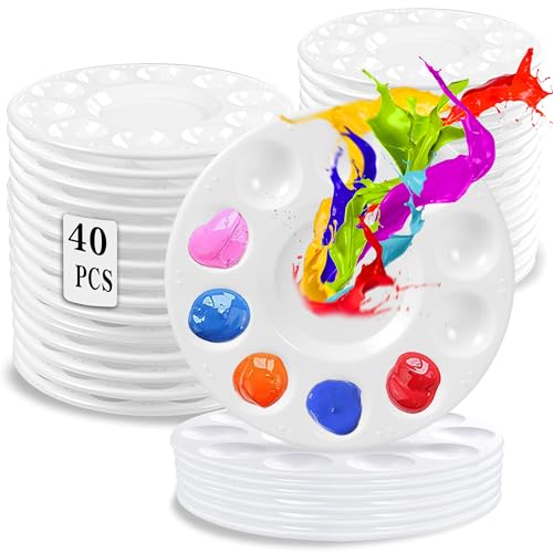 40PcsArt Paint Tray Palettes Paint Trays for Kids or Student to Craft DIY Painting or School Project White Plastic Paint Pallets