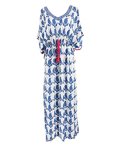 Meiling Women's Print Kaftan Nightgown Long Caftans Beach Maxi Dress Bikini Swimsuit Bathing Suit Cover Up Swimwear (Print 1) #TOP4