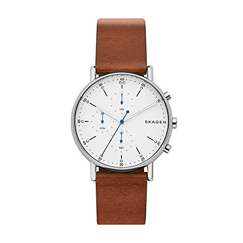 Skagen Men's Signatur SKW6462 Silver Leather Japanese Chronograph Fashion Watch