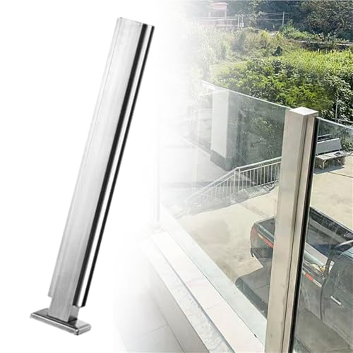 Outdoor Deck Fence Glass Railing Post, Patio Deck Balcony Vitreous Balustrade Column, Indoor Stair Railing Kits, Stainless Steel Baluster Posts(B-MID,Height 32in/80cm)