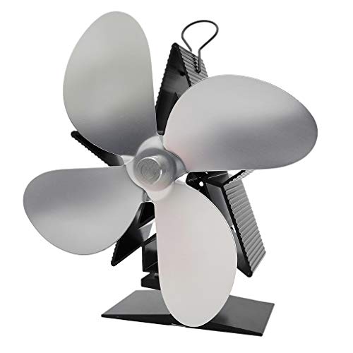 Sitonelectic Ventilador de estufa - Mini 4 aspas de chimenea alimentada por calor para leña quemada, ecológico eficiente ventilador calentador plata Cover