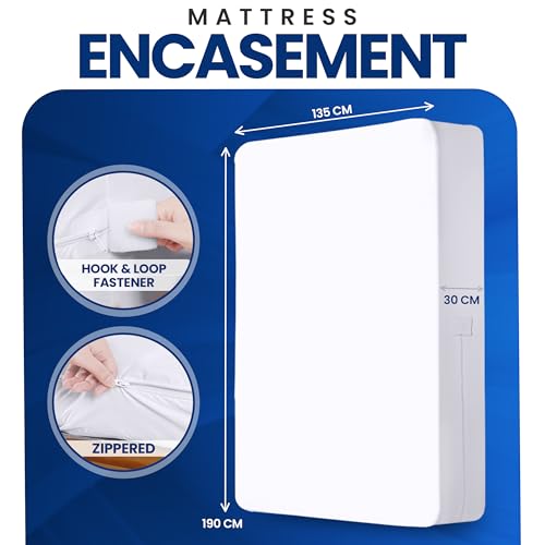 Utopia Bedding Waterproof Mattress Encasement Double Size (135 X 190 X 30 Cm), Zippered Mattress Protector Cover, Bed Bug & Dust Mite Proof, White - 2