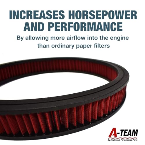 A-Team Performance High Flow Washable & Reusable Round Cotton Air Filter Element - 14x2 Inch Red - Engine Air Filter Compatible w/Buick/Chevrolet/GMC/Ford/Oldsmobile & Pontiac by A-Team Performance - Image 4
