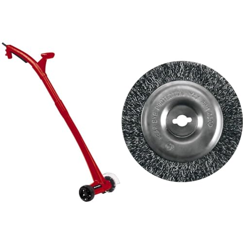 Einhell Elektrischer Fugenreiniger GC-EG 1410 (140 W, Leerlaufdrehzahl 1.200 1/min, ergonomischer Führungsholm, wechselbare Bürsten, Führungsrad, inkl. zwei Stahl- & einer Nylon-Bürsten)
