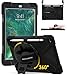 BRAECN iPad 9.7 2018/2017 Case - Heavy Duty Shockproof Rugged Case with Pencil Holder, Shoulder Strap & Rotating Hand Strap/Stand for iPad 9.7” 6th/5th Generation A1893/A1954/A1822/A1823 Tablet-Black
