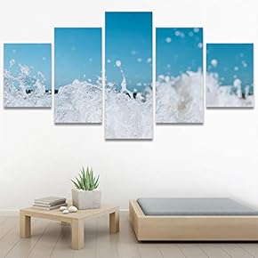 SIGNWIN 5 Panel Canvas Wall Art Beach Blue...
