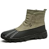 Vrupons Zapatos de hombre hechos a mano Botas de senderismo antideslizantes duraderas Construcción cosida robusta Suela resistente al desgaste, caqui, 38 EU