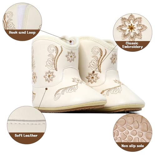 Infant Toddler Western Boots Cowgirl Cowboy Soft Rubber Sole Booties for Baby Girls Boys 3-18 Months2