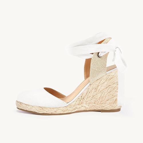 Image of Juliet Holy Womens Lace up Espadrilles Closed Toe Wedges Sandals Strappy Slingback Platform Heels