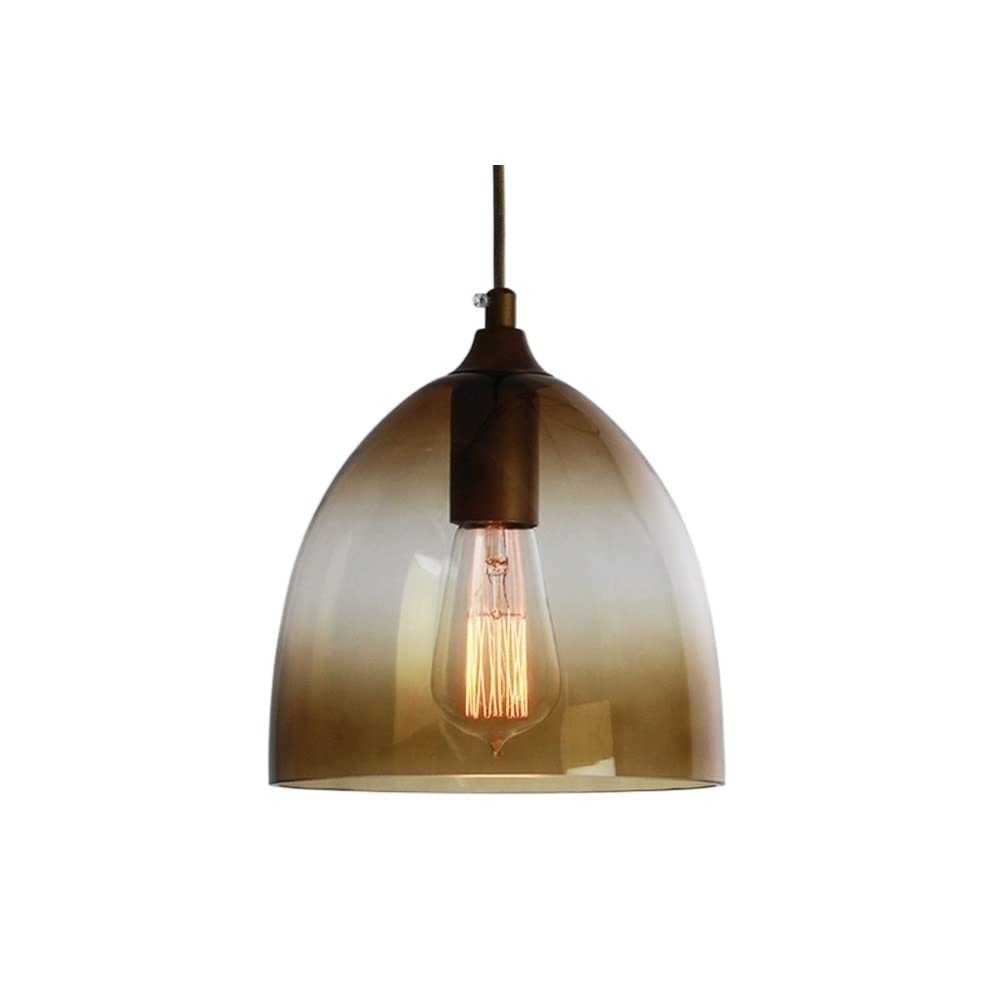 Lustre suspension en verre E27 réglable 2m éclairage plafond marron pour cuisine