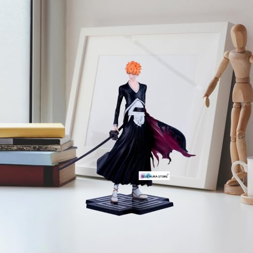 Image of Blue Aura Bleach Ichigo Kurosaki Action Figure Height-20cm Multicolour PVC Collectible | Ichigo Angry Mode