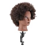 UKCOCO Modelo De Cabeza Afro Africana Cabeza De Práctica Para Peluquería De Maniquí De Entrenamiento Herramienta De Práctica De Peluquería Para Uso Salón o Escuela