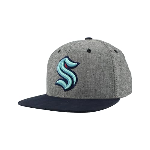 Seattle Kraken NHL Officially Licensed Adjustable Snapback Hat Chambray Heather Black