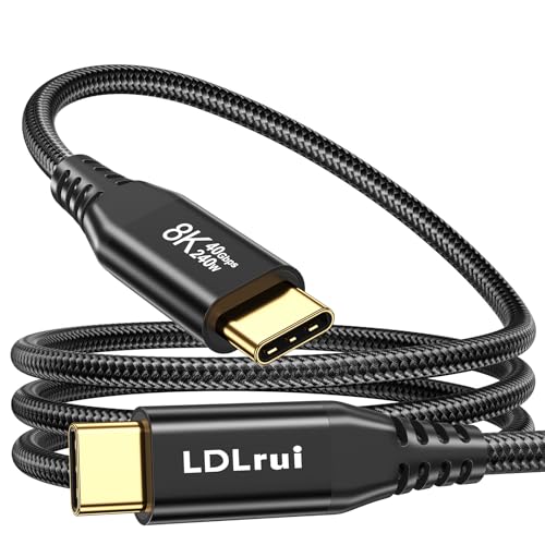 LDLrui USB C Monitor Display Cable 1.8m, 8K@60Hz UHD USB C Video Cord, Supports 40 Gbps Data Transfer, 240W PD Fast Charging USB C to USB C Cable, for MacBook Pro, Dell, Portable Monitor, iPad Pro
