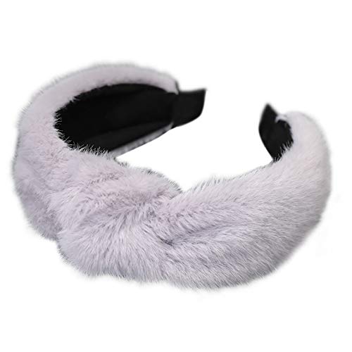 JOERBABU Cerchietto per capelli, da donna, invernale, in peluche, ampio, tinta unita, con nodo attorcigliato, per trucco casual, lavaggio viso