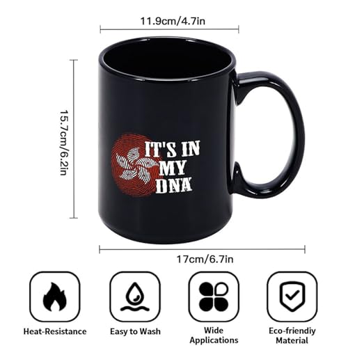 Yelolyio Kaffeetasse mit der Aufschrift 'It's In My DNA Hong Kong Fingerabdruck', Schwarz, Kaffeetasse aus Keramik, Geschenk für Freundin, Mutter, Vater, Schwester, Lehrer, 425 ml, spülmaschinen- und