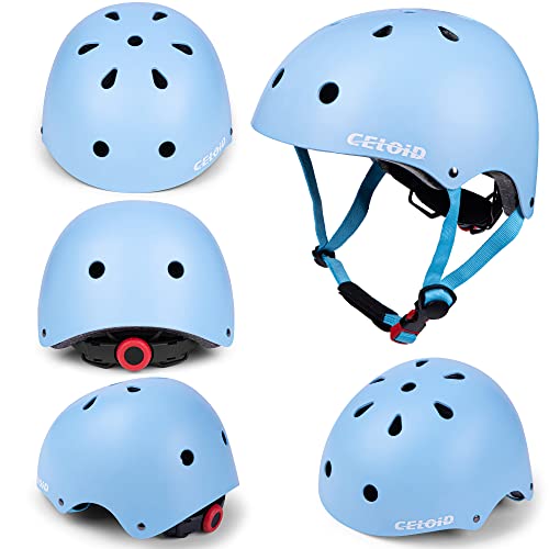 CELOID Kids Bike Helmet,Toddler Skateboard Helmets for Ages 5-8 Years Boys Girls,Adjustable Multi-Sport Bicycle Skateboarding Football Roller Skating Scooter Balance Bike Helmet,Light Skyblue - Image 2