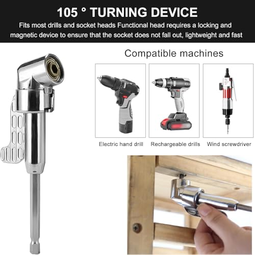 Rechtwinkliger Aufsatz, 105-Grad-Elektroschrauber, Bohrer-Steckschlüssel-Adapter, Treiber-Steckschlüssel-Biegung mit 1/4-Zoll-Sechskantschaft